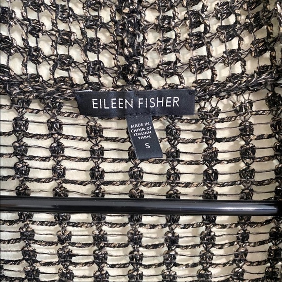Eileen Fisher Brown Metallic Open Front Cardigan - Picture 7 of 8